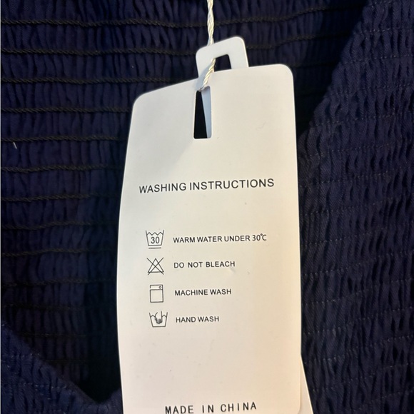 Casual Ruffle Midi Dress V Neck Smocked Dress, Navy XL - Picture 2 of 5